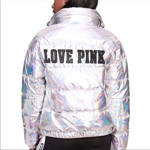 Victoria Secret Pink Rare Metallic Puffer Jacket